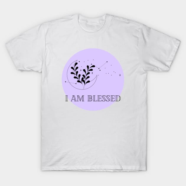 Affirmation Collection - I Am Blessed (Purple) T-Shirt by Tanglewood Creations